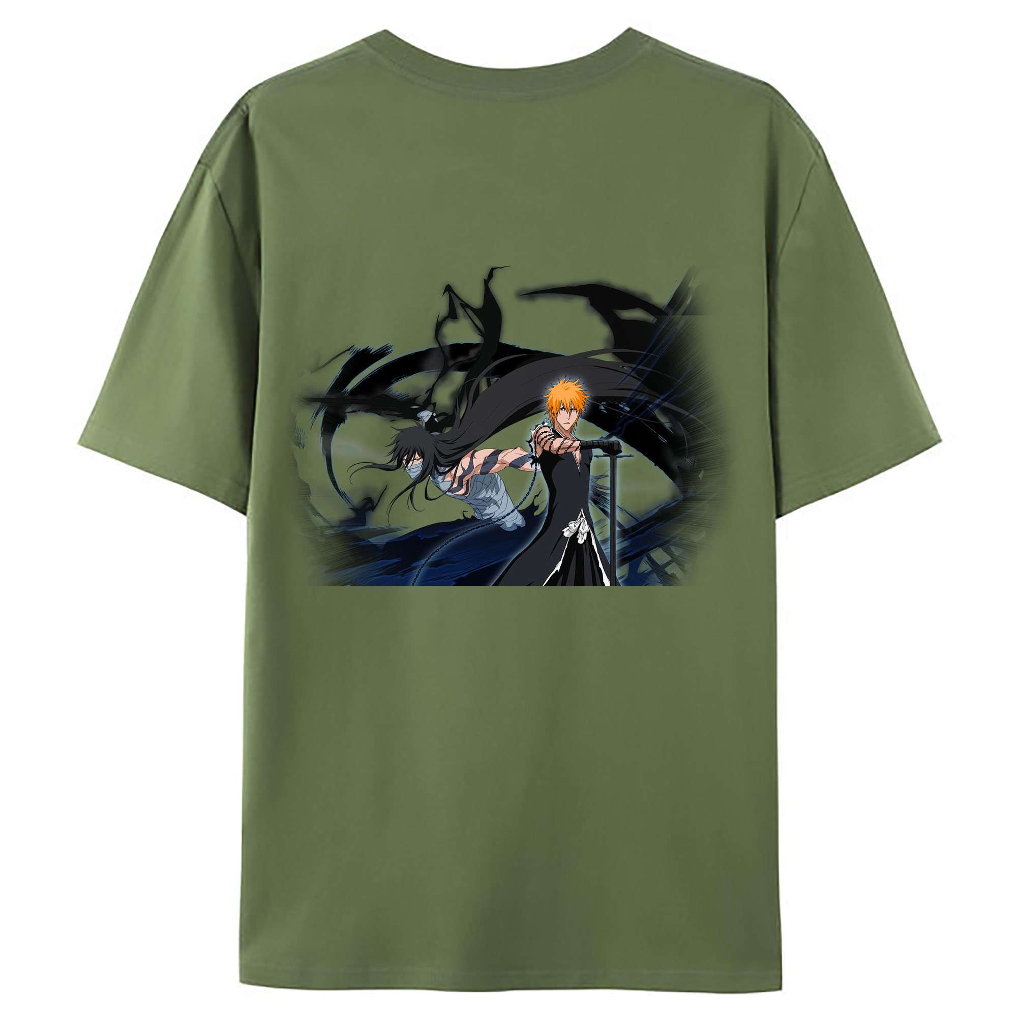 （画像用） ブリーチ 黒崎一護（くろさき いちご）BLEACH Kurosaki Ichigo 綿100％ メンズ半袖Tシャツ（バックプリント） 通気性